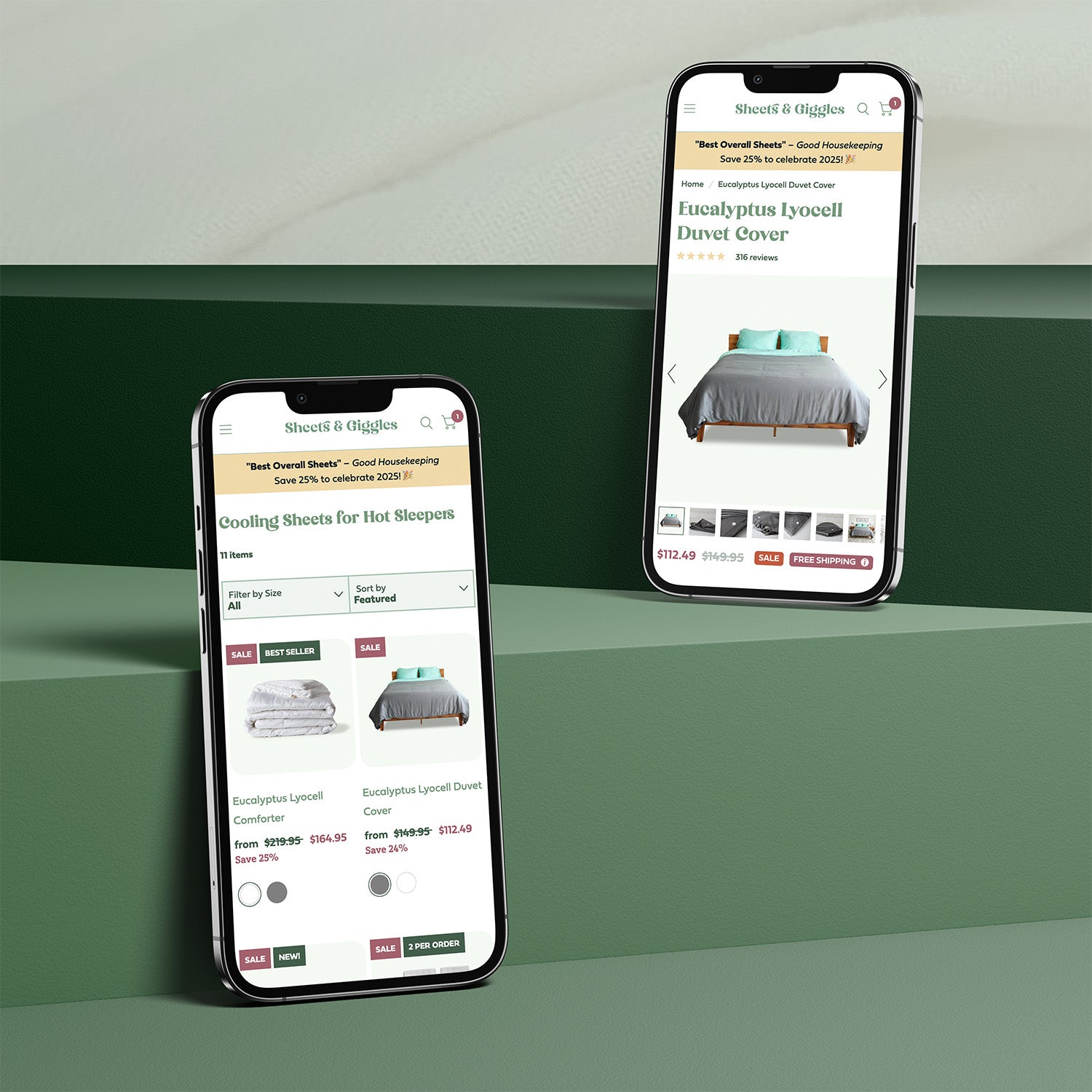 Sheets & Giggles navigation design