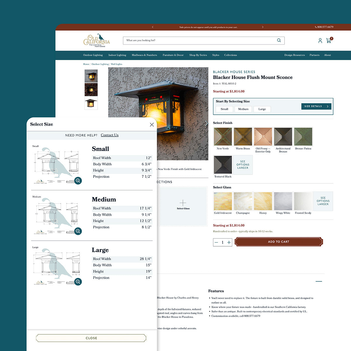 Old California product detail page