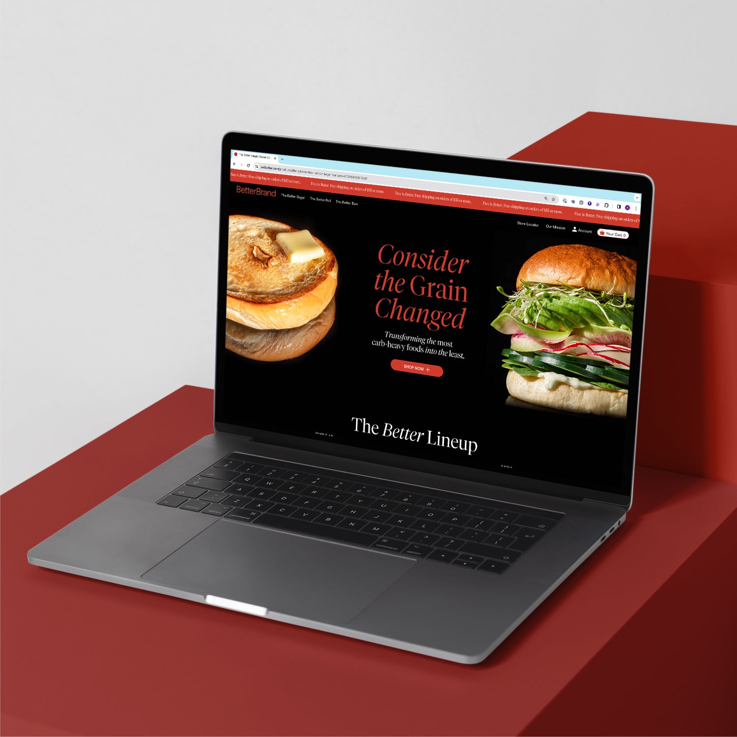 E-commerce website displayed on laptop